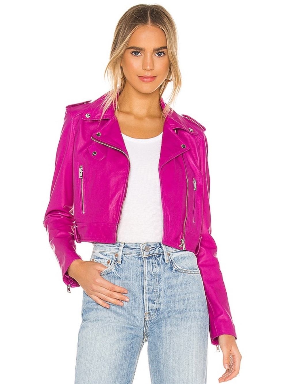 Lamarque - Ciara Leather Jacket in Fuchsia